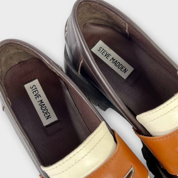 Steve Madden Lawrence Colorblock Leather Lug Sole Loafers Size 11 - Picture 4 of 7
